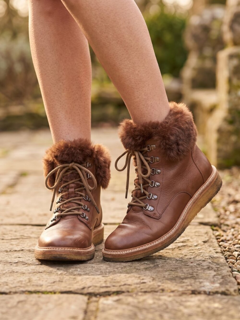 Botkier brown leather rabbit fur lace up winter boots